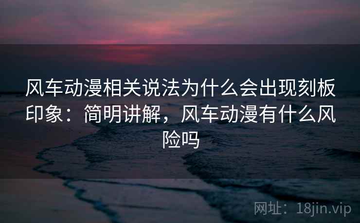 风车动漫相关说法为什么会出现刻板印象：简明讲解，风车动漫有什么风险吗